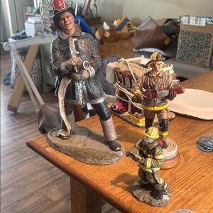 Firefighter Figurine Set - Black, Yellow, Red